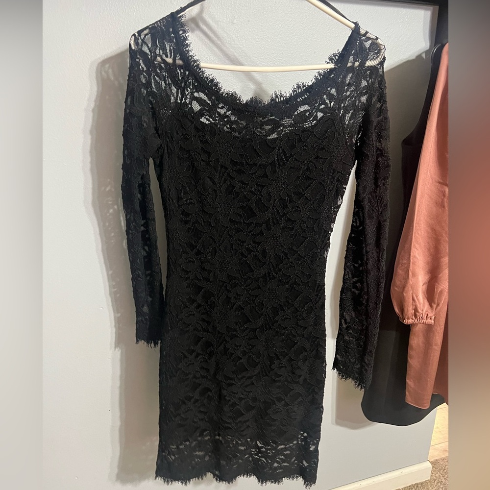 Off the shoulder black lace dress